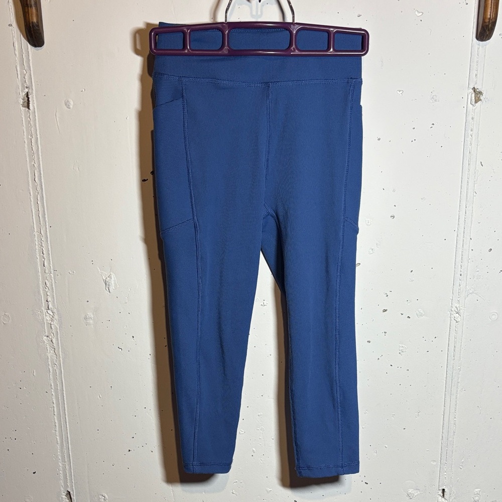 Ribbed Blue Girls Freely Leggings